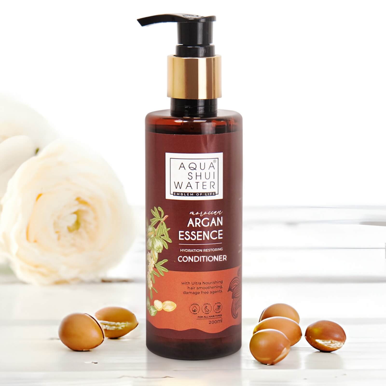 Aqua Shui Water Moroccan Argan Essence Hydration Restoring Conditioner bottle with product label